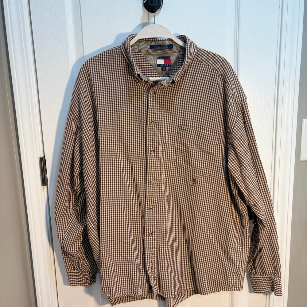 Tommy Hilfiger Men's Brown Gingham Shirt